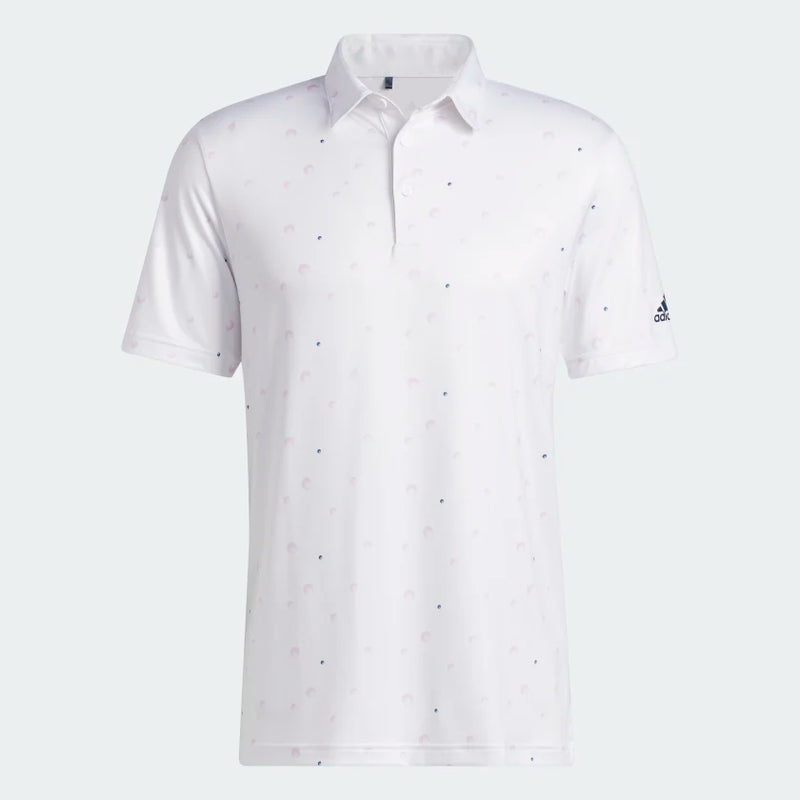 Adidas Print Polo Shirt- White / Bliss Lilac / Crew Navy